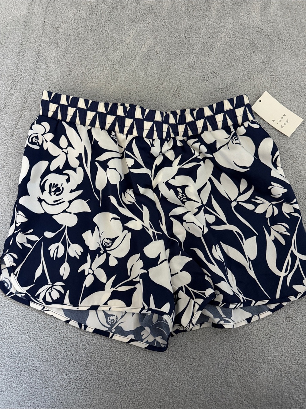 a new day Navy and White Floral Skirted Shorts